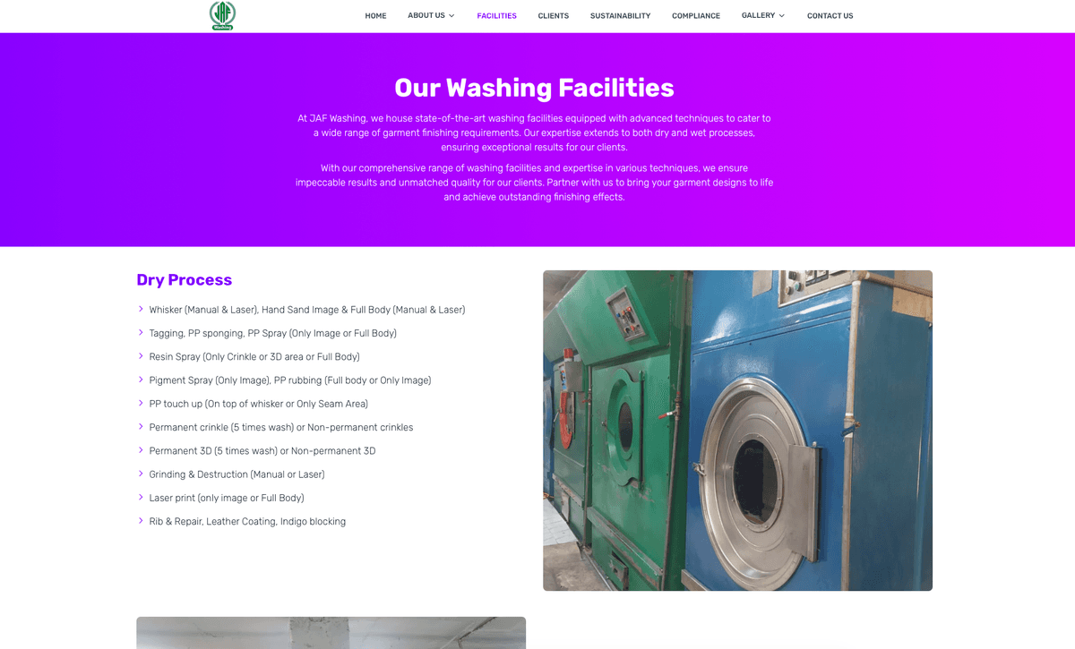 JAF Washing Plant Ltd. Corporate Website screenshot 2